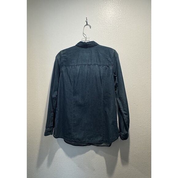 J Jill Size Petite Small PS Indigo Button Down Shirt Country Western One Pocket - Picture 2 of 6